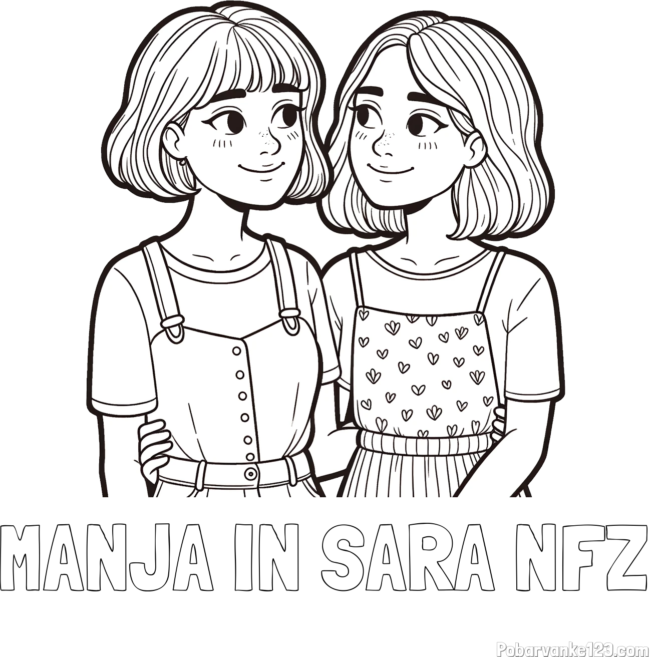 Pobarvanka imena MANJA IN SARA NFZ in pobarvanka dveh najboljših prijateljic