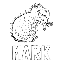 Online izdelana pobarvanka - Pobarvanka imena MARK in pobarvanka veselega dinozavra