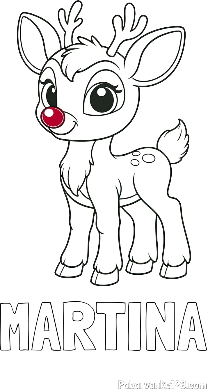 Pobarvanka imena MARTINA in pobarvanka nasmejanega jelenčka Rudolfa