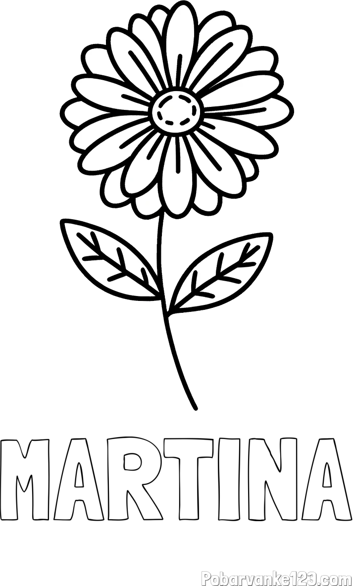 Pobarvanka imena MARTINA in pobarvanka rožice