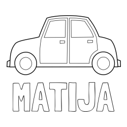 Online izdelana pobarvanka - Pobarvanka imena MATIJA in pobarvanka avta