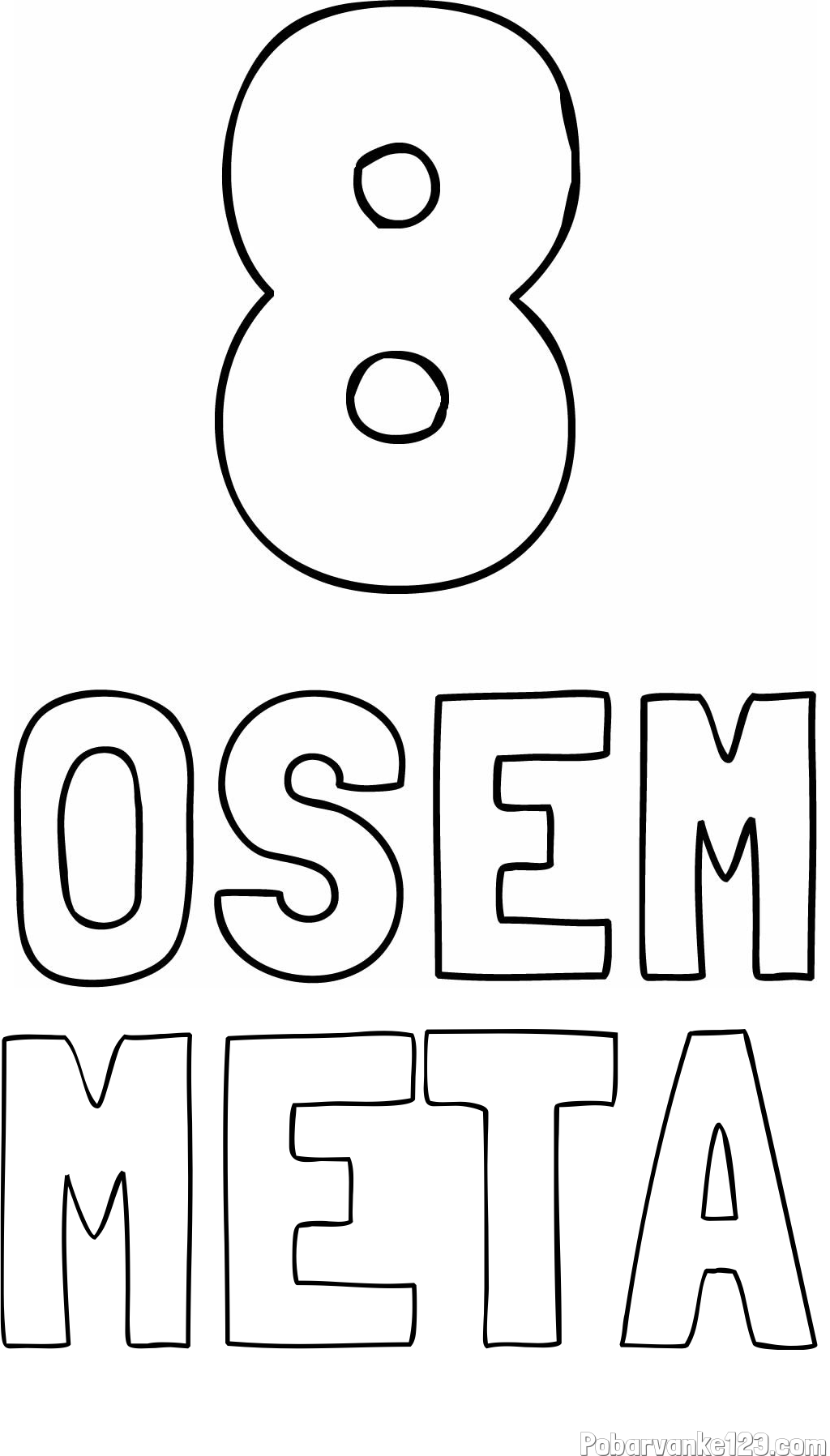 Pobarvanka imena META in pobarvanka števila osem z zapisom imena