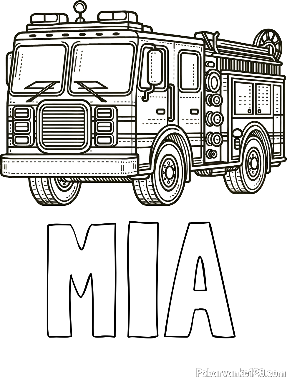 Pobarvanka imena MIA in pobarvanka gasilskega avta