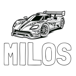 Online izdelana pobarvanka - Pobarvanka imena MILOŠ in pobarvanka modernega športnega avtomobila