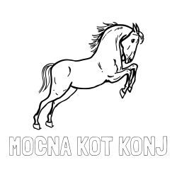 Online izdelana pobarvanka - Pobarvanka imena MOČNA KOT KONJ in pobarvanka konja v skoku