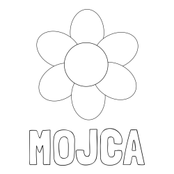Online izdelana pobarvanka - Pobarvanka imena MOJCA in otroška pobarvanka cveta