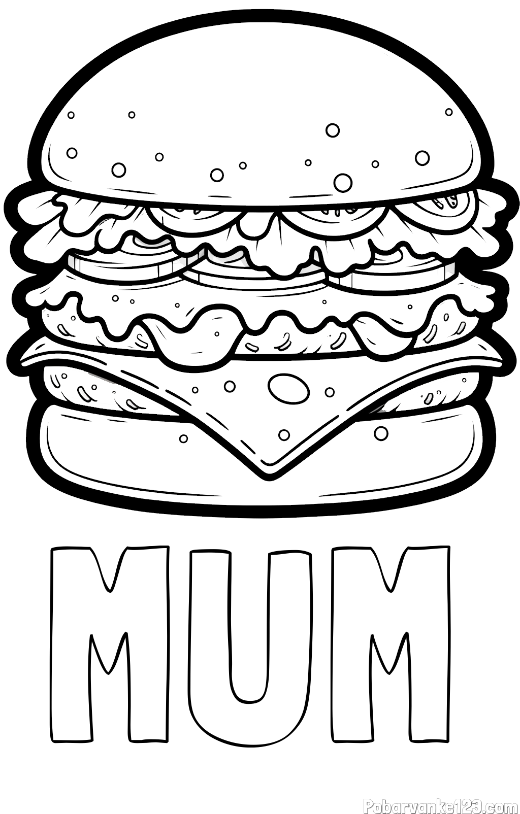 Pobarvanka imena MUM in pobarvanka hamburger