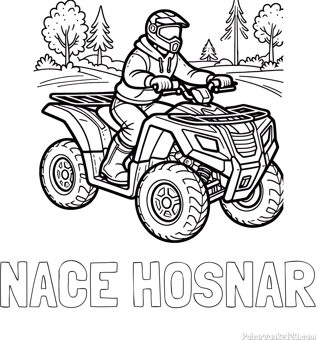 Pobarvanka imena NACE HOSNAR in pobarvanka motorista na štirikolesniku