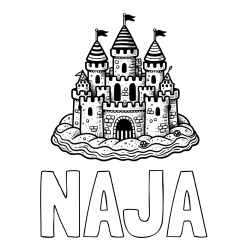 Online izdelana pobarvanka - Pobarvanka imena NAJA in pobarvanka velikega peščenega gradu