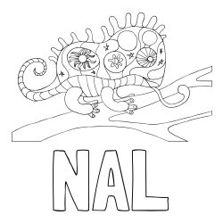 Online izdelana pobarvanka - Pobarvanka imena NAL in pobarvanka kameleona  mandale