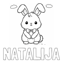 Online izdelana pobarvanka - Pobarvanka imena NATALIJA in pobarvanka prikupnega zajčka