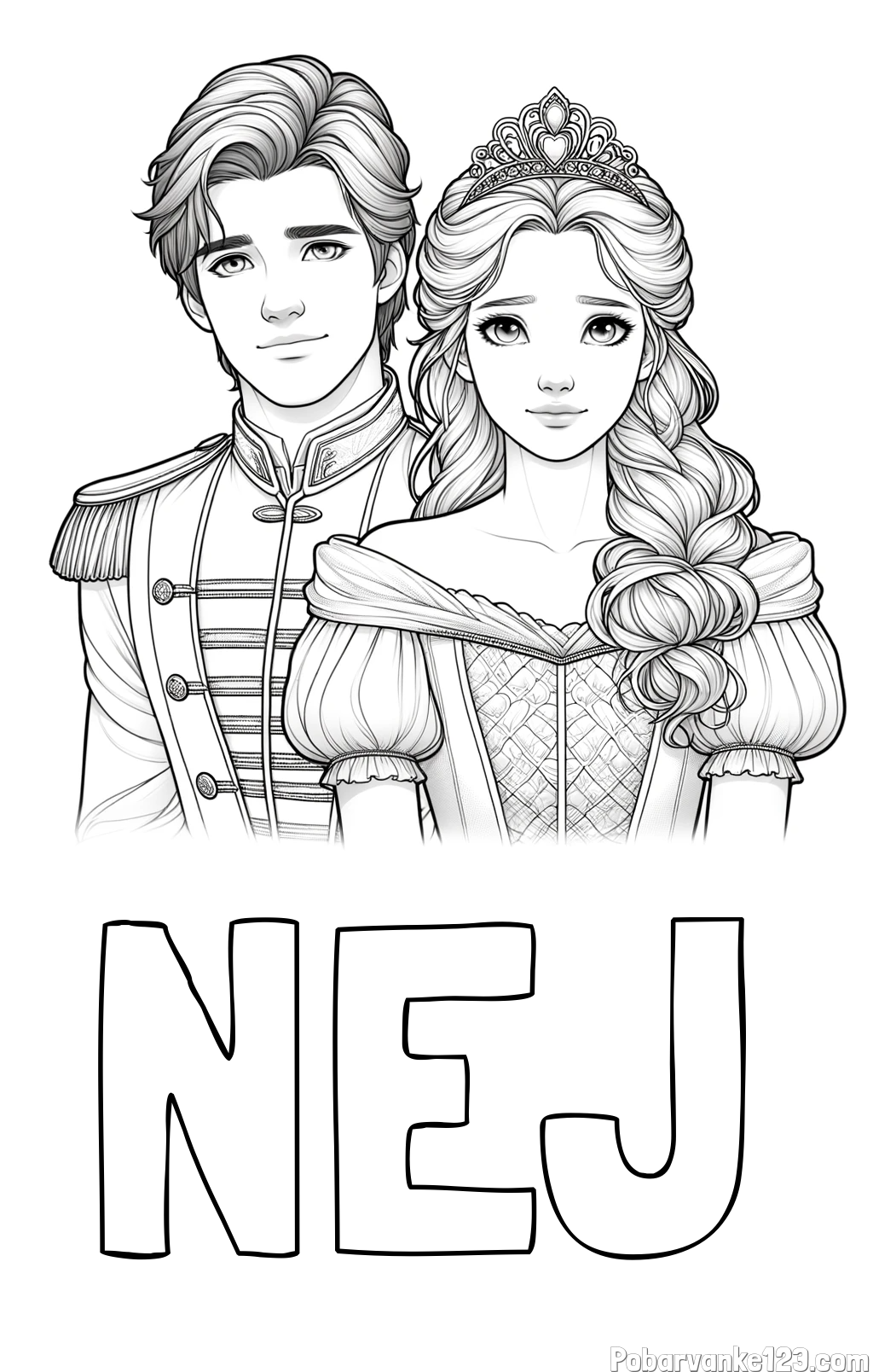 Pobarvanka imena NEJ in pobarvanka princa in princeske