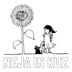 Online izdelana pobarvanka - Pobarvanka imena NEJA IN KUŽ in pobarvanka velike sončnice, deklice in ljubkega mačka