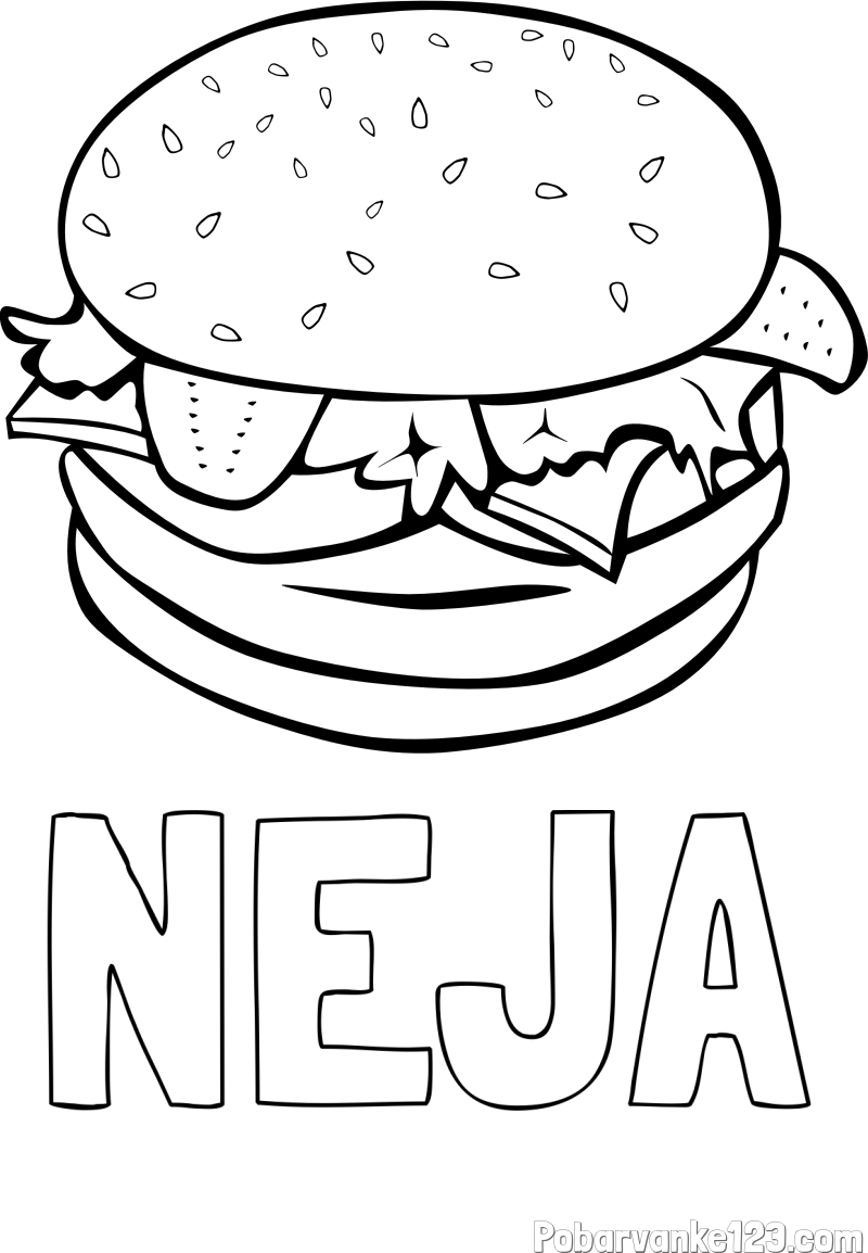 Pobarvanka imena NEJA in pobarvanka hamburgerja
