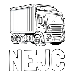 Online izdelana pobarvanka - Pobarvanka imena NEJC in pobarvanka velikega tovornjaka