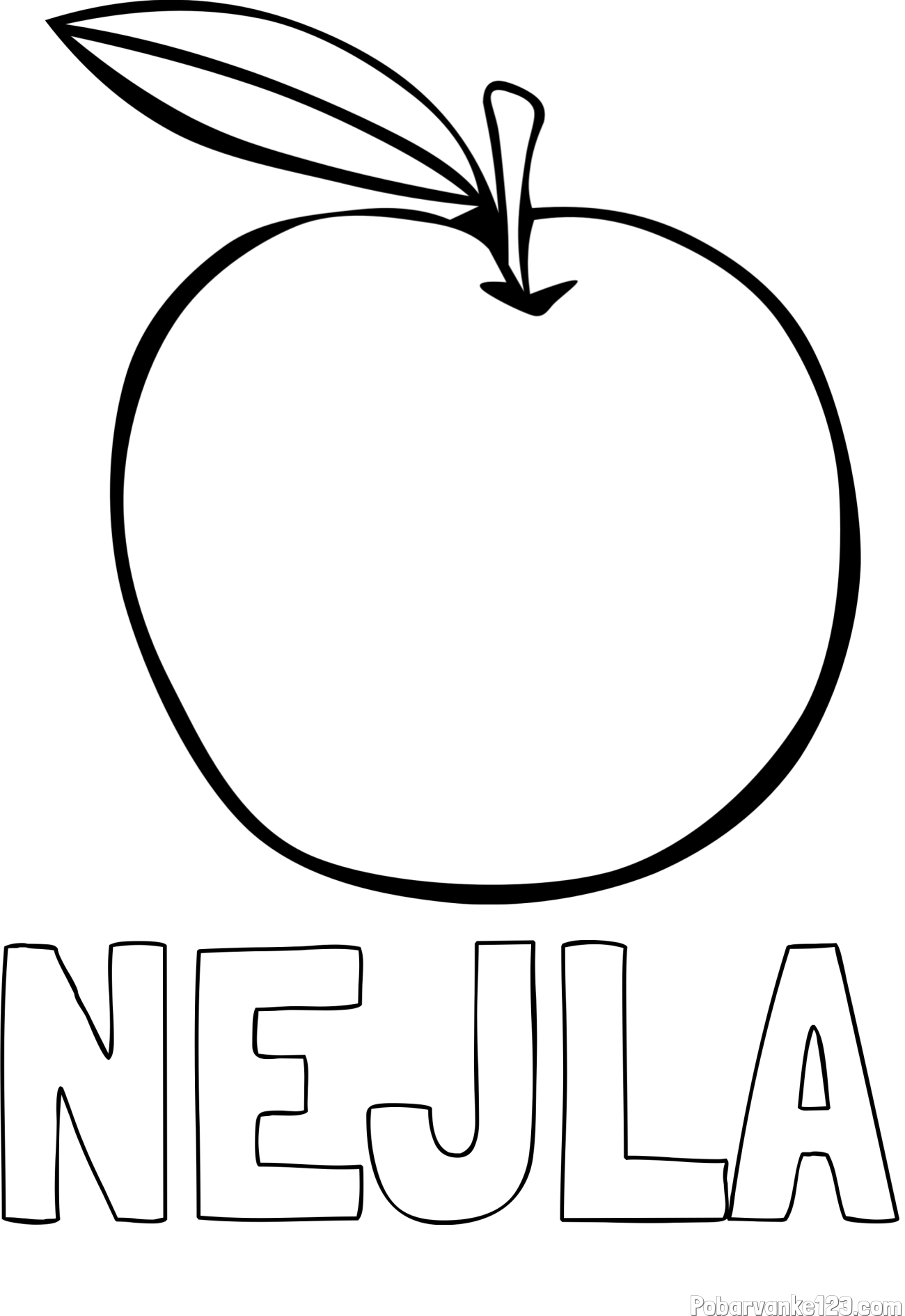 Pobarvanka imena NEJLA in otroška pobarvanka jabolke