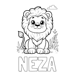 Online izdelana pobarvanka - Pobarvanka imena NEŽA in pobarvanka ljubkega leva