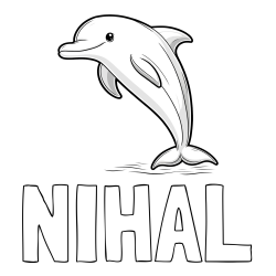 Online izdelana pobarvanka - Pobarvanka imena NIHAL in pobarvanka delfina