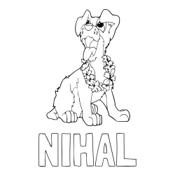 Online izdelana pobarvanka - Pobarvanka imena NIHAL in pobarvanka kužka