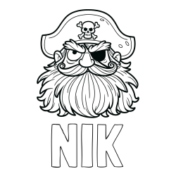 Online izdelana pobarvanka - Pobarvanka imena NIK in pobarvanka gusarja