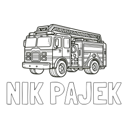 Online izdelana pobarvanka - Pobarvanka imena NIK PAJEK in pobarvanka gasilskega avta z veliko podrobnostmi