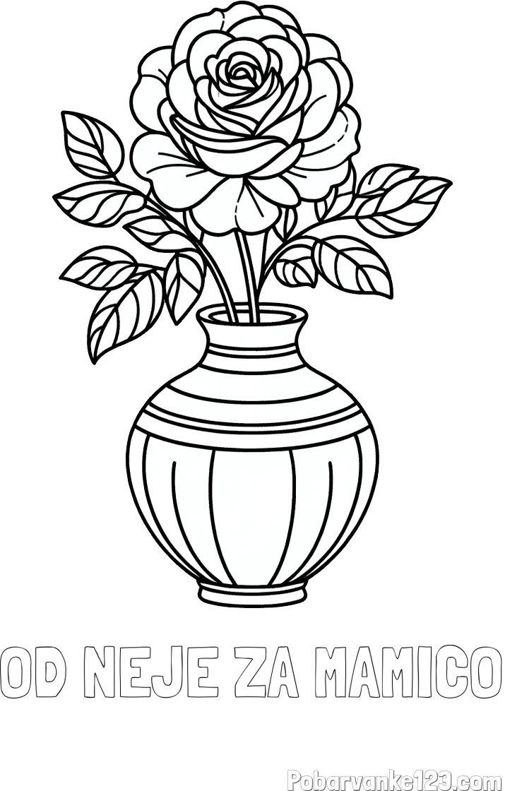 Pobarvanka imena OD NEJE ZA MAMICO in pobarvanka vrtnice v vazi
