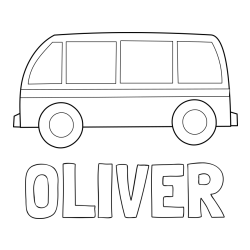 Online izdelana pobarvanka - Pobarvanka imena OLIVER in avtobus