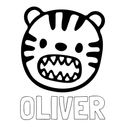Online izdelana pobarvanka - Pobarvanka imena OLIVER in pobarvanka glave majhnega tigrčka