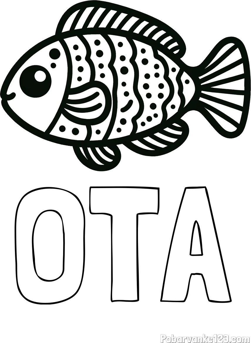 Pobarvanka imena OTA in otroška pobarvanka ribe