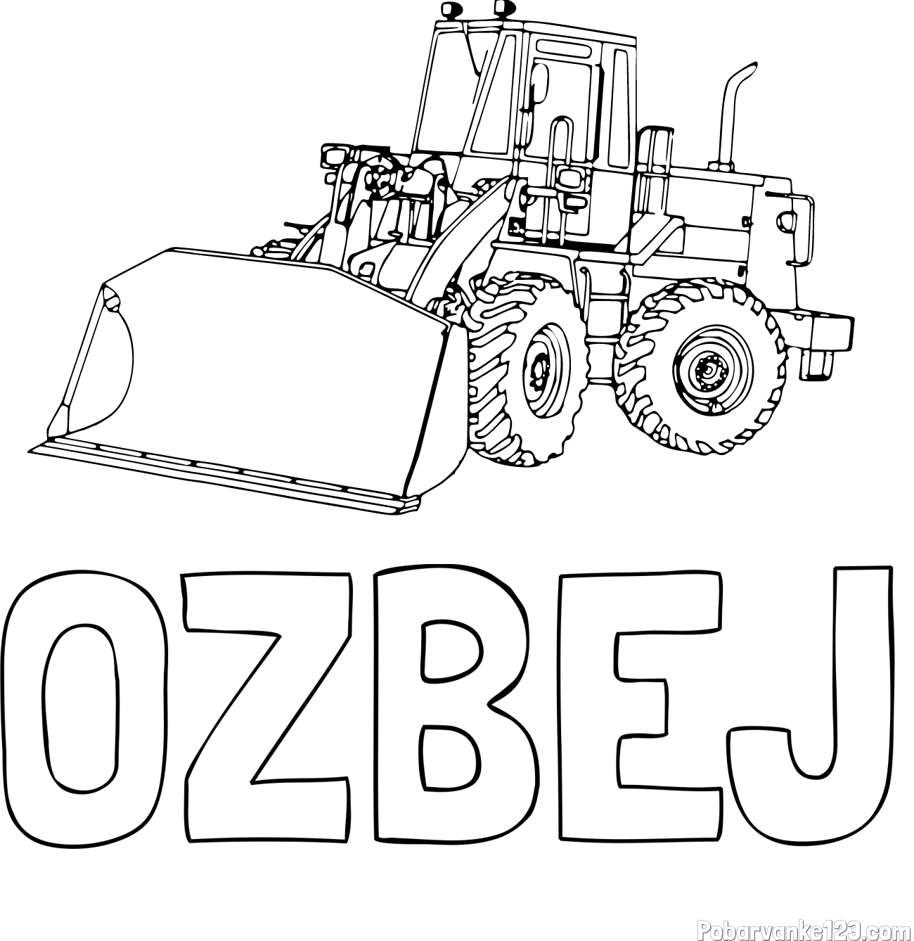 Pobarvanka imena OŽBEJ in pobarvanka velikega bagra