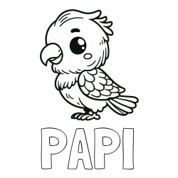 Online izdelana pobarvanka - Pobarvanka imena PAPI in pobarvanka ljubkega papagaja
