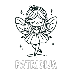 Online izdelana pobarvanka - Pobarvanka imena PATRICIJA in enostavna pobarvanka čarobne vile