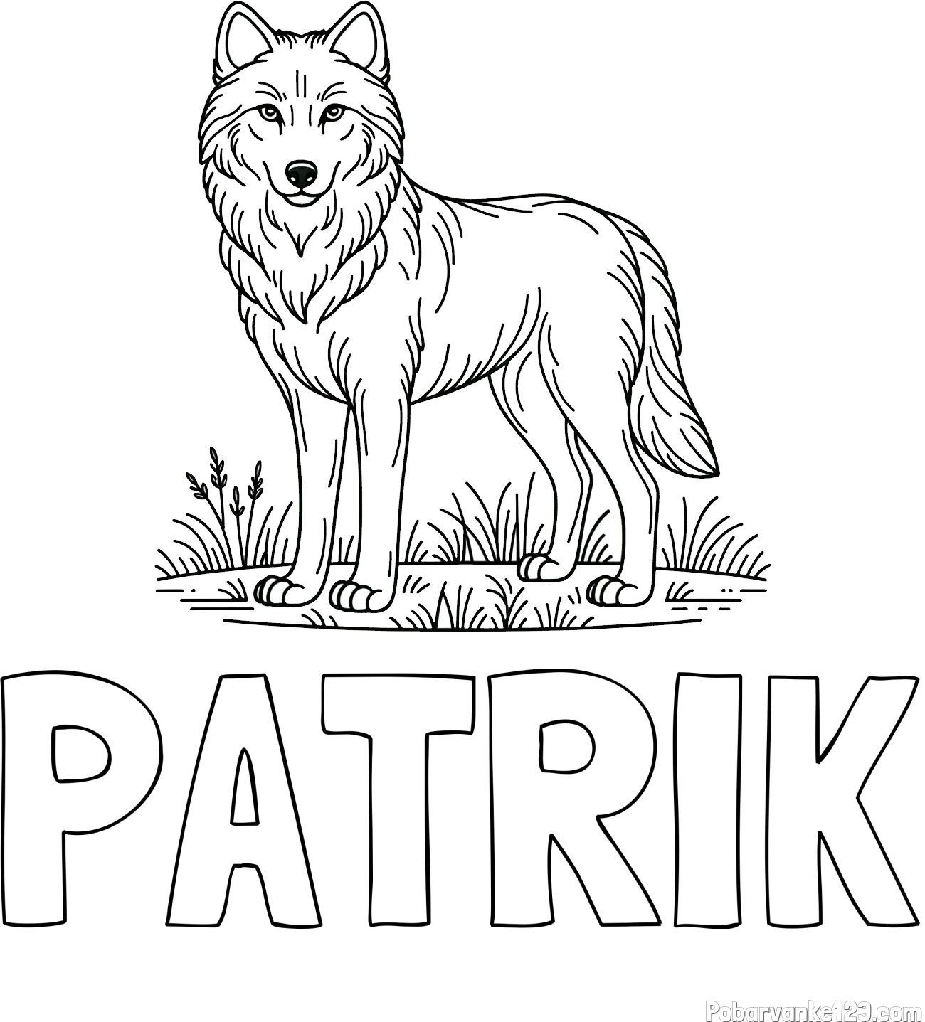 Pobarvanka imena PATRIK in pobarvanka volka