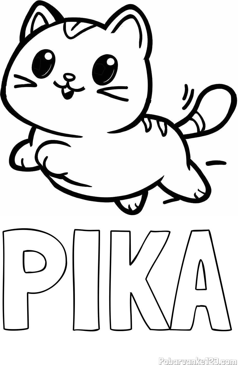 Pobarvanka imena PIKA in pobarvanka prikupne mačke med tekom