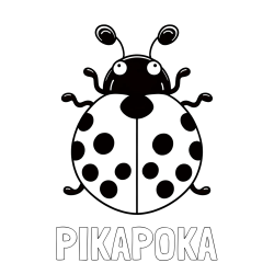 Online izdelana pobarvanka - Pobarvanka imena PIKAPOKA in pobarvanka pikapolonice z velikimi tipalkami