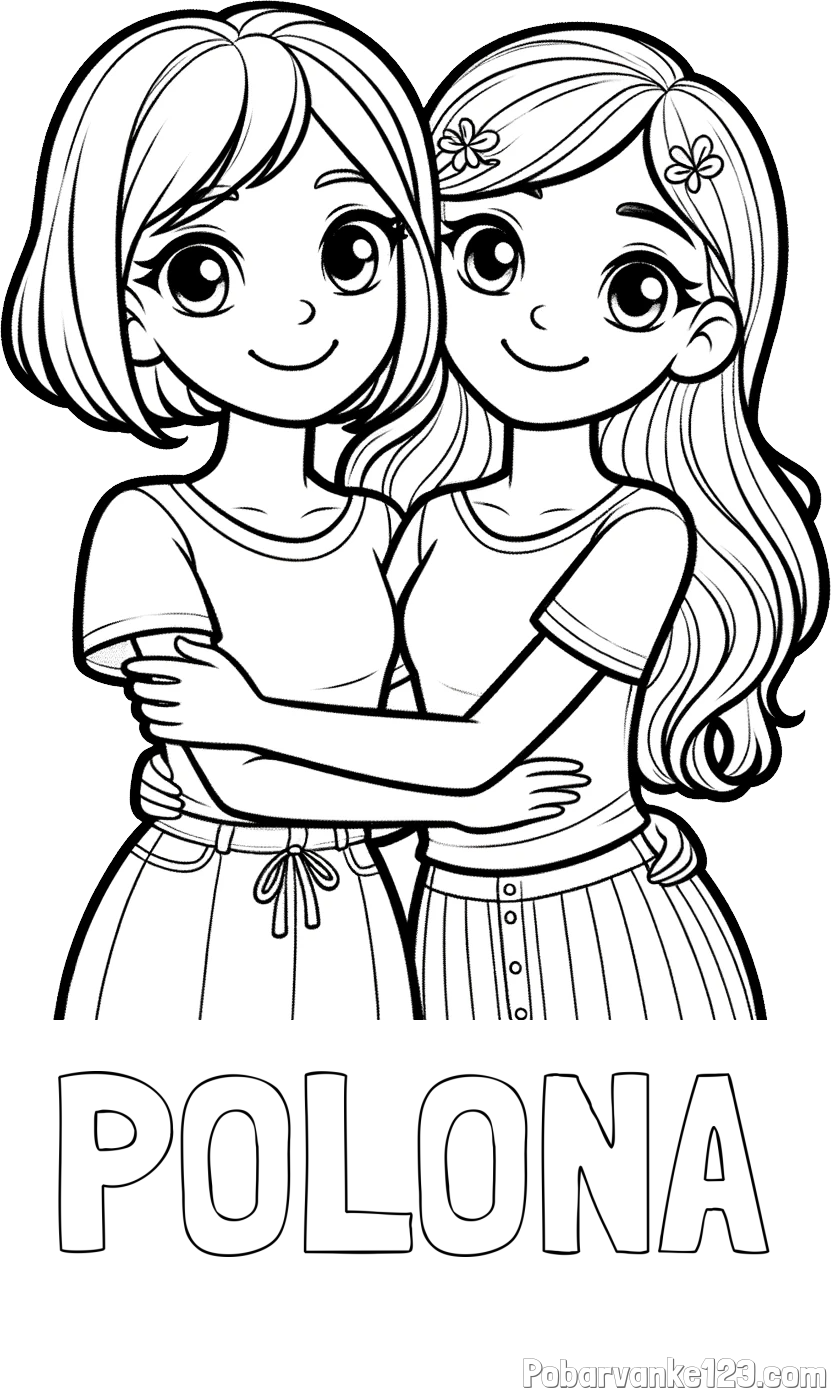 Pobarvanka imena POLONA in pobarvanka ljubkih prijateljic