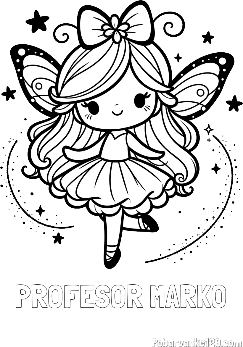 Pobarvanka imena PROFESOR MARKO in ljubka čarobna vila