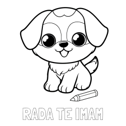 Online izdelana pobarvanka - Pobarvanka imena RADA TE IMAM in pobarvanka prikupnega kužka