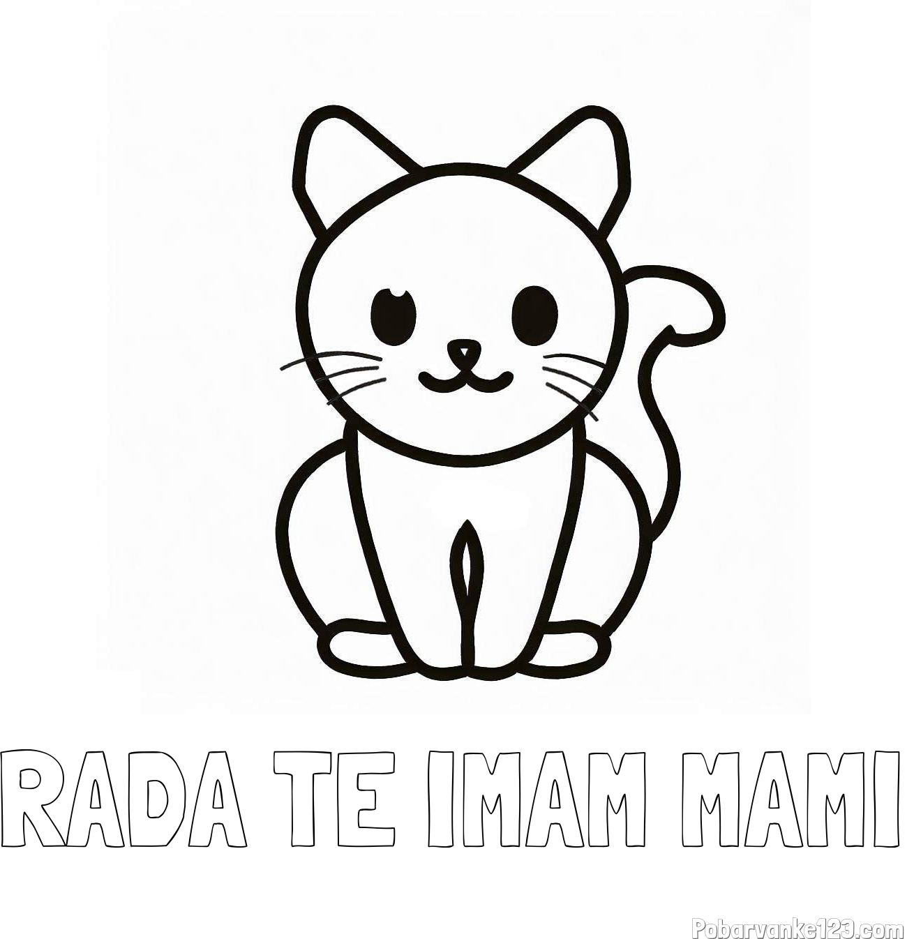 Pobarvanka imena RADA TE IMAM MAMI in pobarvanka prikupne mucke