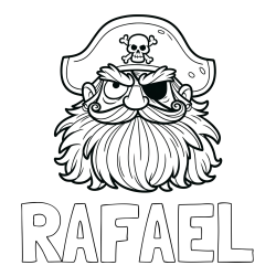 Online izdelana pobarvanka - Pobarvanka imena RAFAEL in pobarvanka gusarja