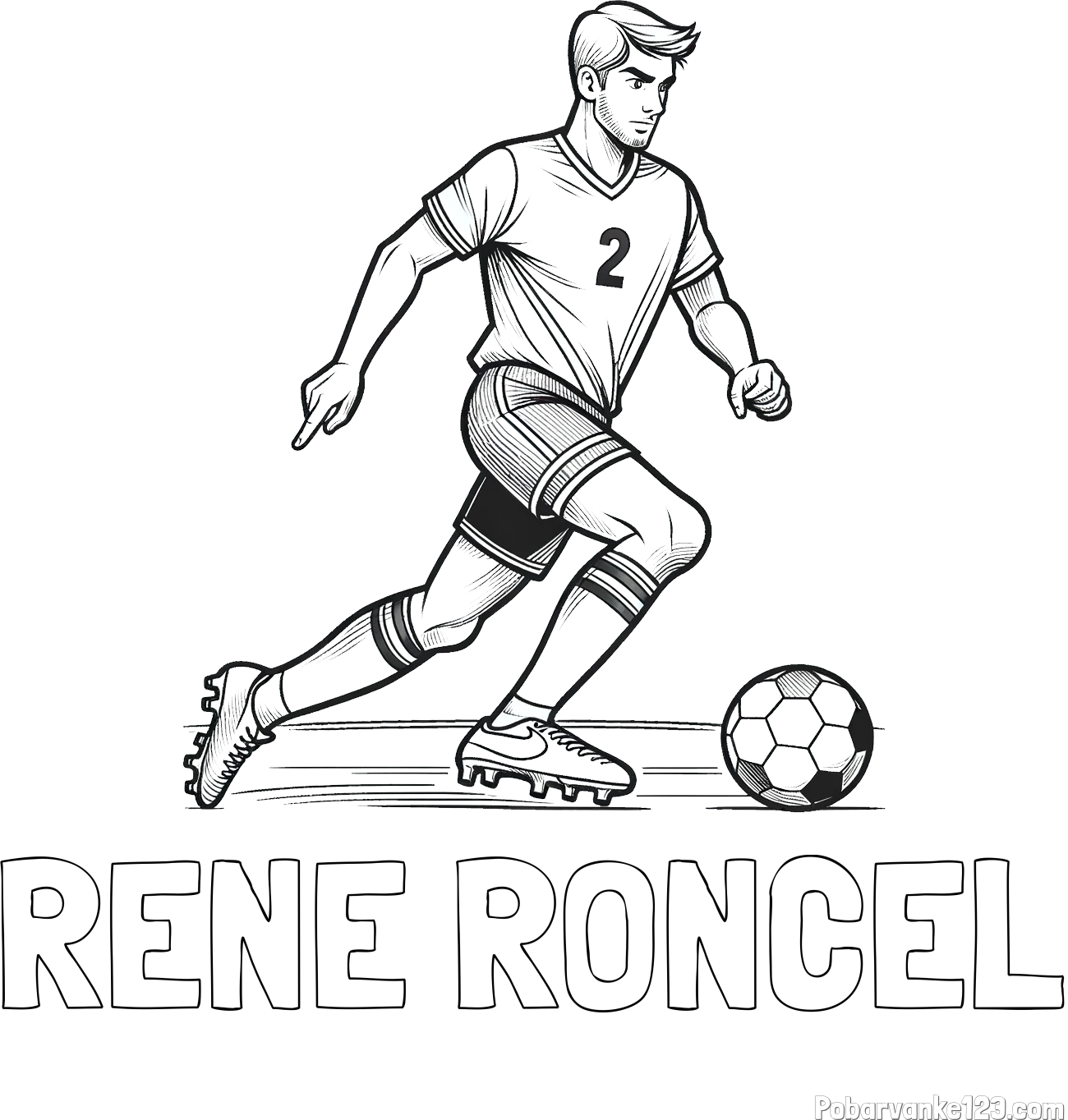 Pobarvanka imena RENE RONČEL in pobarvanka nogometaša