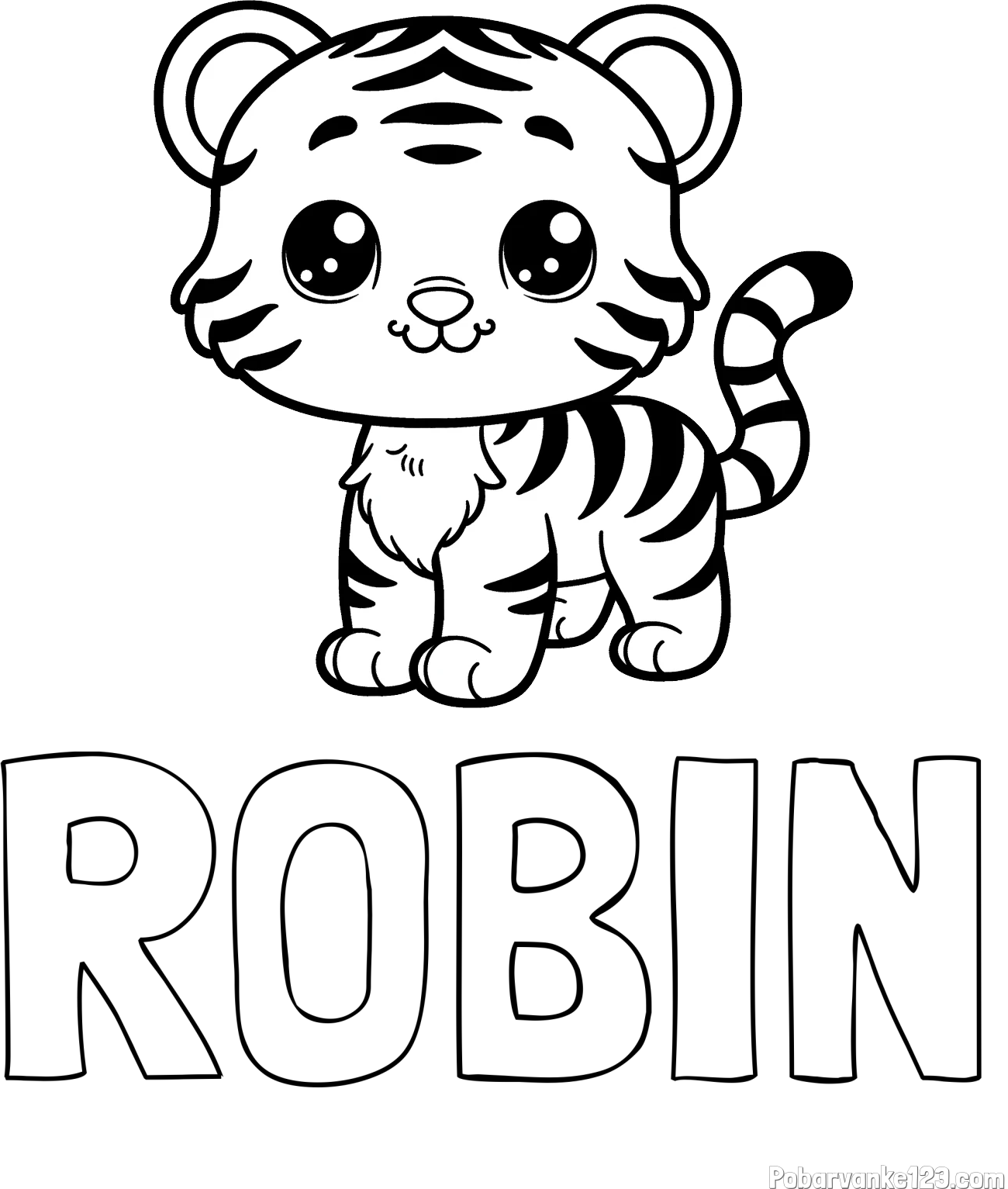 Pobarvanka imena ROBIN in pobarvanka ljubkega tigrčka