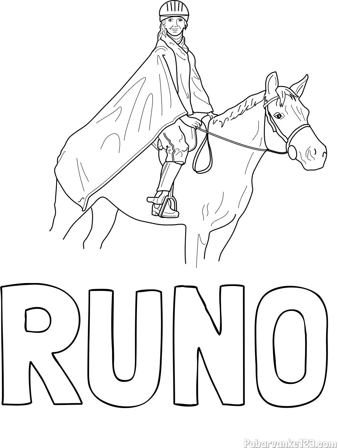 Pobarvanka imena RUNO in pobarvanka jahalke in konja