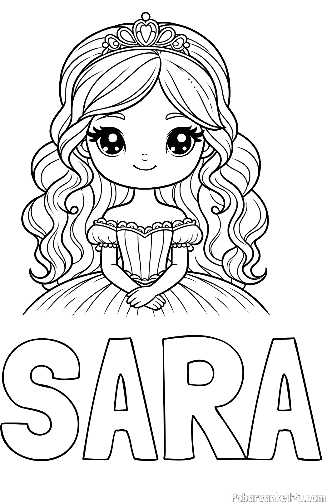 Pobarvanka imena SARA in pobarvanka ljubke princese