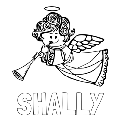 Online izdelana pobarvanka - Pobarvanka imena SHALLY in pobarvanka angelčka