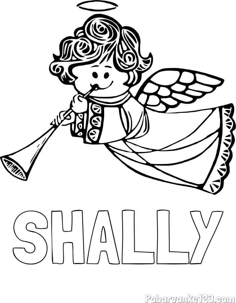 Pobarvanka imena SHALLY in pobarvanka angelčka