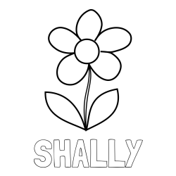 Online izdelana pobarvanka - Pobarvanka imena SHALLY in pobarvanka lepe cvetlice