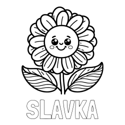 Online izdelana pobarvanka - Pobarvanka imena SLAVKA in pobarvanka ljubke in nasmejane rože