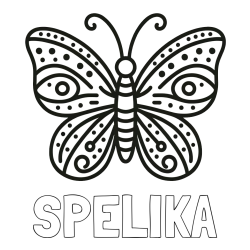 Online izdelana pobarvanka - Pobarvanka imena ŠPELIKA in preprosta pobarvanka metulja
