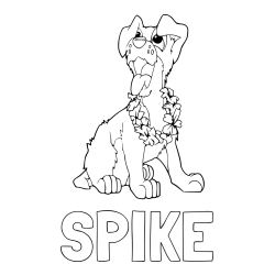 Online izdelana pobarvanka - Pobarvanka imena SPIKE in pobarvanka kužka
